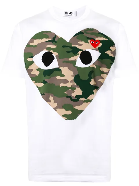 Comme Des Garçons Play camouflage-print cotton T-shirt White P1T242