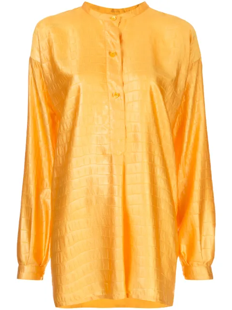 Sies Marjan Azra crocodile-embossed satin shirt Orange 16IA3108