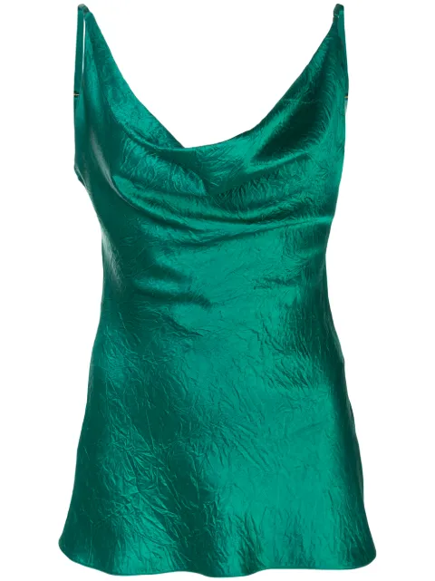 Sies Marjan Amira crinkled-satin cami top Green 16DX3111