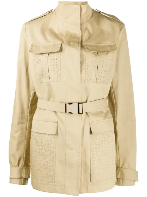 Off-White perforated short trench coat Neutrals OWEL003R20H360684800