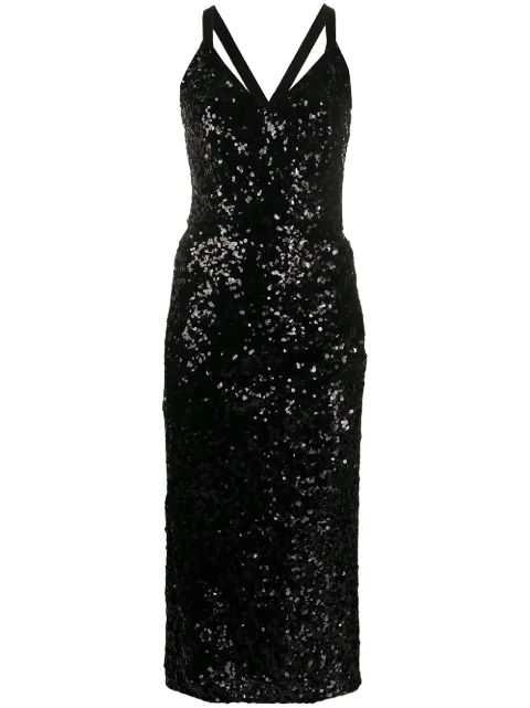 Dolce & Gabbana sequinned V-neck midi dress Black F6H7MTHLMZM