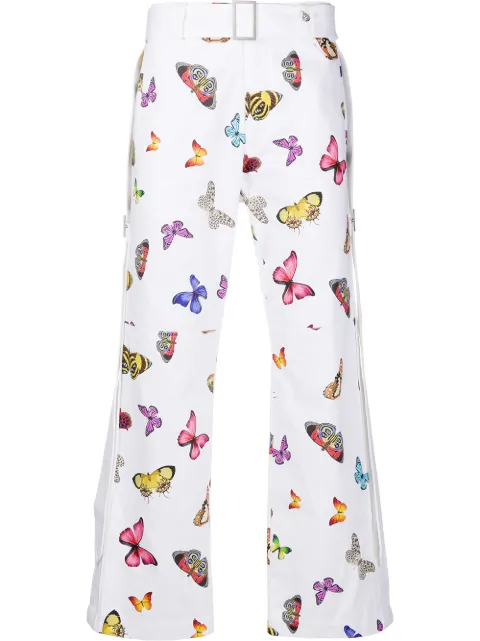 Palm Angels butterfly print straight trousers White PMCA066S207780140288