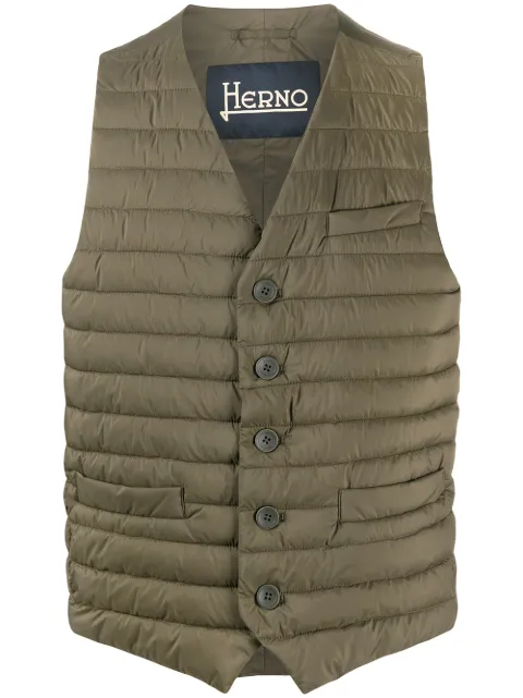 Herno quilted V-neck gilet Green PC0039U19288