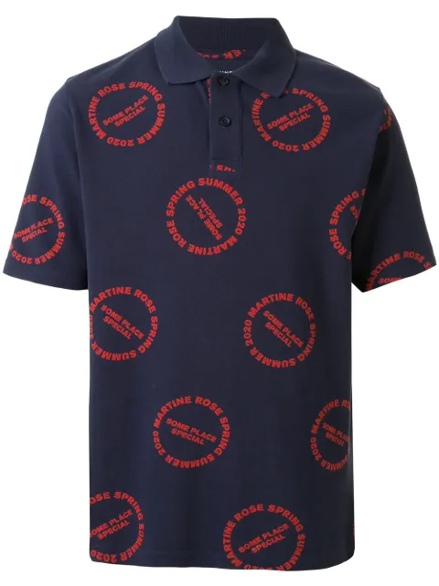 Martine Rose Baba logo print polo shirt Blue MRSS20638