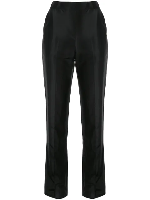 Macgraw high-waisted silk trousers Black AV016BL
