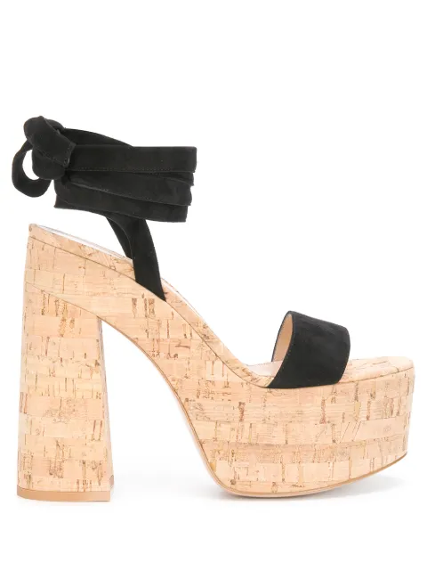 Gianvito Rossi platform ankle-wrap sandals Black G3170285RICCSG