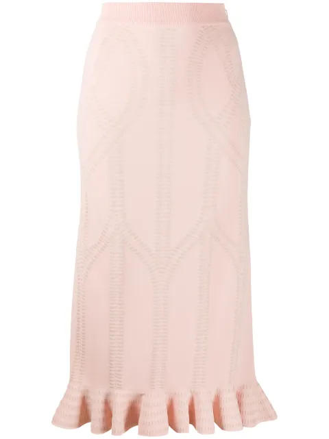 Alexander McQueen textured knitted frilled skirt Pink 610741Q1AMP