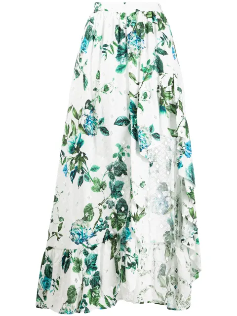 Blumarine asymmetric ruffled floral print skirt White 20700