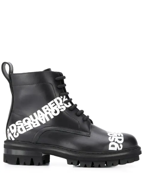 DSQUARED2 logo print lace-up boots Black ABW009901500001