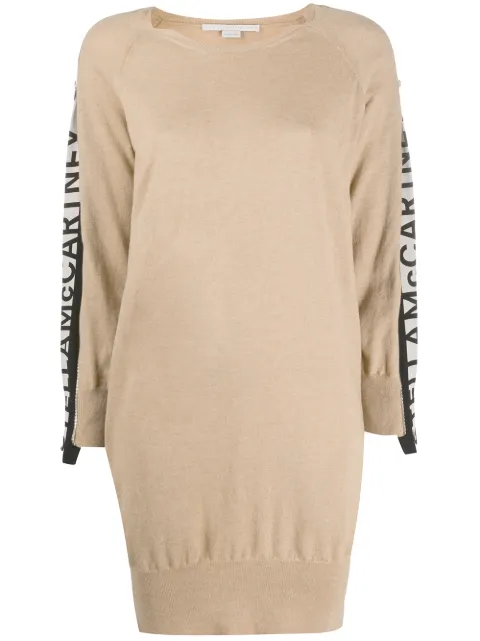 Stella McCartney logo stripe knitted dress Neutrals 600361S2152