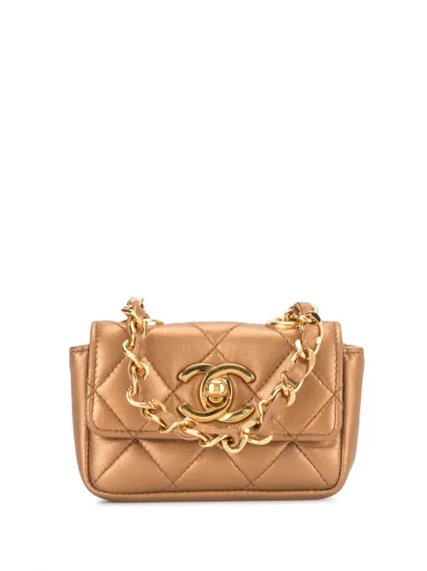 CHANEL Pre-Owned 1992 mini diamond quilted tote Brown 2308372