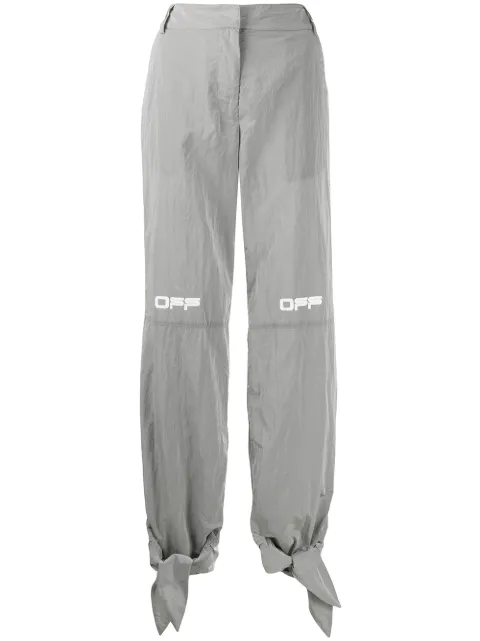 Off-White printed logo tie cuffs trousers Grey OWCA097R20H140870601