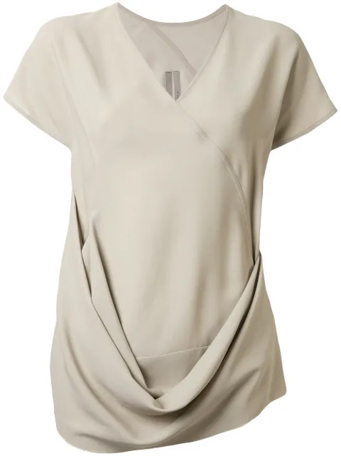 Rick Owens short sleeve draped blouse Neutrals RP20S1112Y