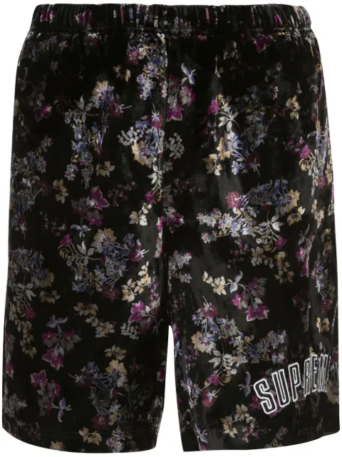 Supreme floral print velour shorts Black SU8381