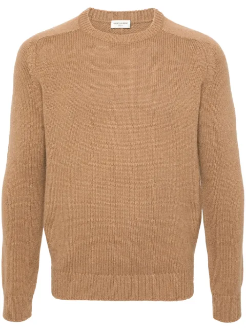 Saint Laurent crew neck fine-knit jumper Neutrals 603088YALK2