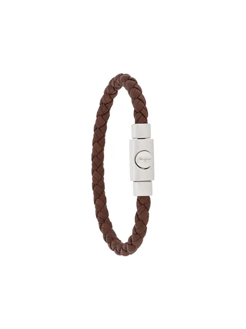 Ferragamo embossed logo woven bracelet Brown 703873