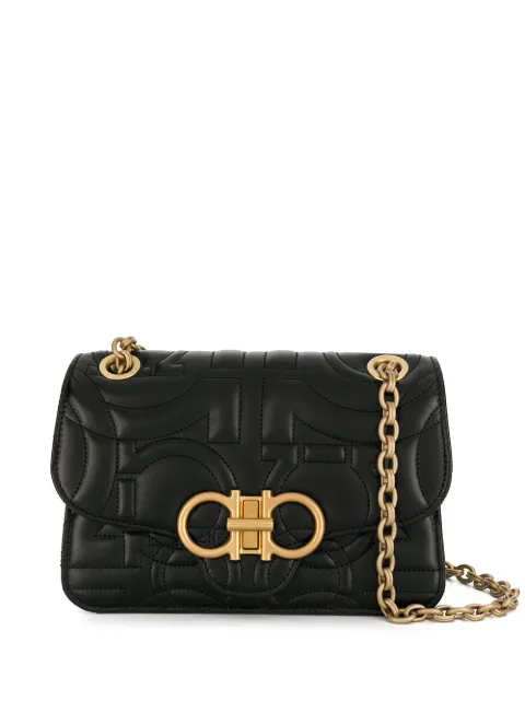Ferragamo embossed Gancini shoulder bag Black 720150