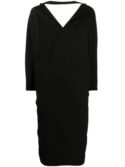 Rick Owens V-neck midi dress Black RP20S1511GG