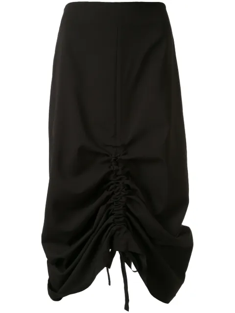 Goen.J ruched midi skirt Black GJ20RSSK03