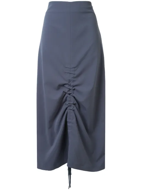 Goen.J ruched midi skirt Blue GJ20RSSK03