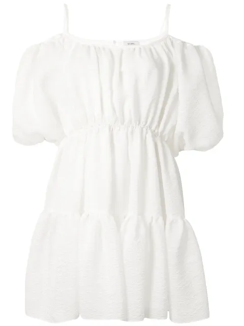 Goen.J balloon-sleeved tiered mini dress White GJ20RSDS07