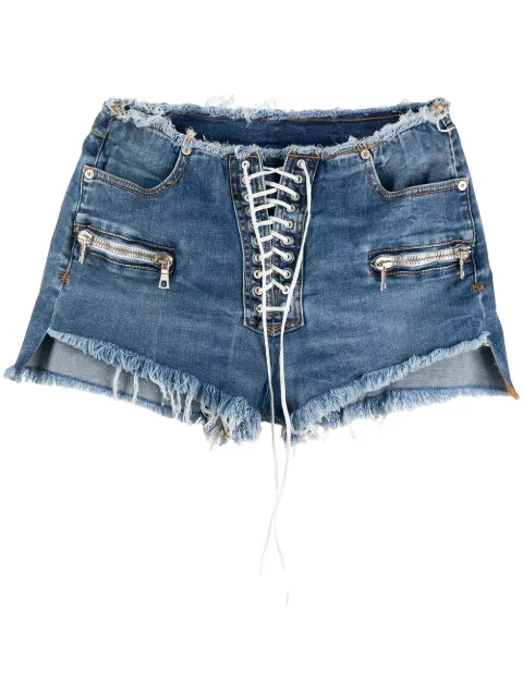 UNRAVEL PROJECT lace-up denim shorts Blue UWYC002R20DEN0014500