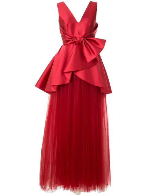 Alberta Ferretti satin and tulle gown Red A04014225
