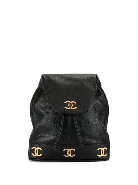 CHANEL Pre-Owned 1992 triple cc logo backpack Black 2266765