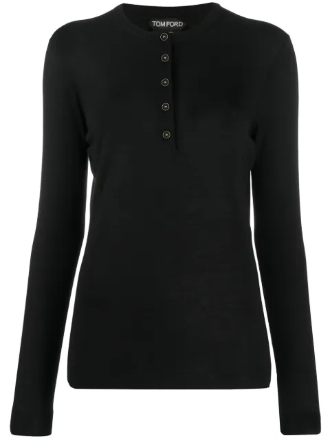 TOM FORD long sleeve polo shirt Black MAK936YAX087