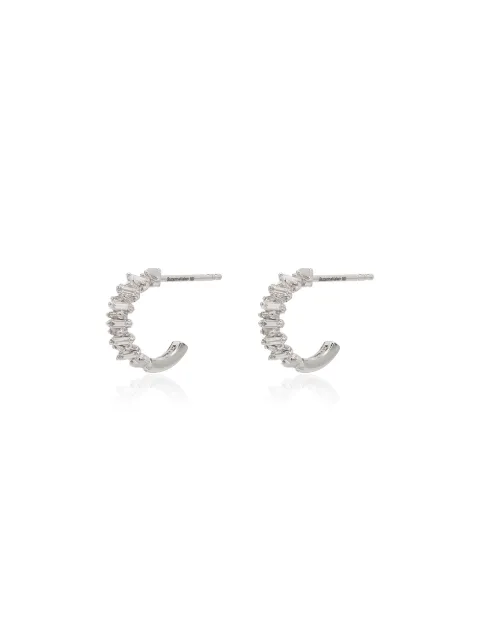 Suzanne Kalan 18kt white gold Classic Zigzag mini diamond hoop earrings Silver BAE589WG