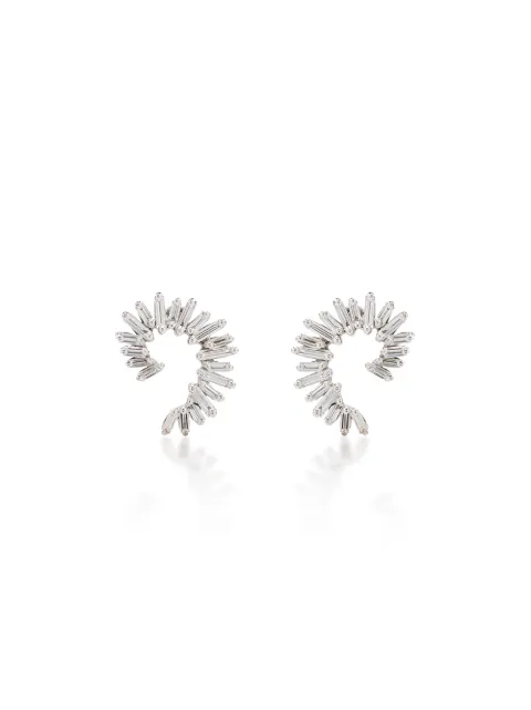 Suzanne Kalan 18kt white gold diamond baguette spiral earrings Silver BAE382WG