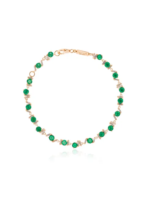 Suzanne Kalan 18kt yellow gold, emerald and diamond tennis bracelet Gold KOB120