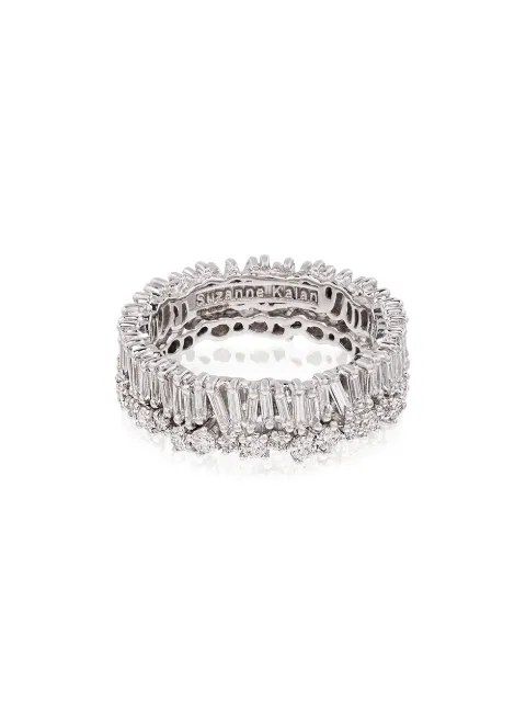 Suzanne Kalan 18kt white gold baguette diamond ring Silver BAR281W