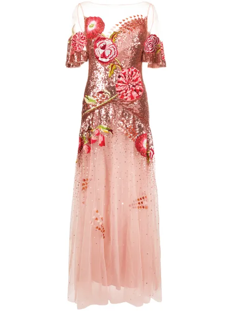 Temperley London floral-embroidered sequin tulle gown Pink 20UHEV53008