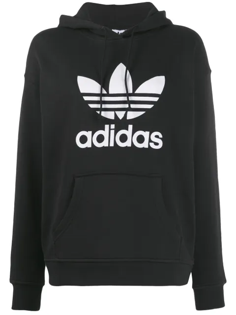 adidas Trefoil logo print hoodie Black FM3307