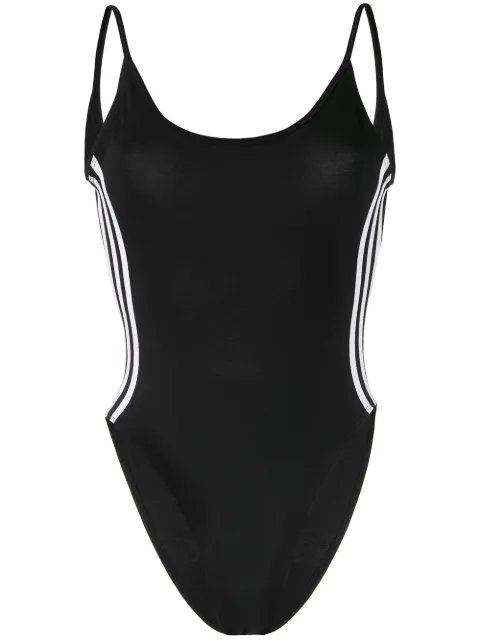 adidas striped open-back bodysuit Black FM2576