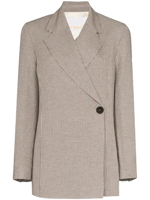 REMAIN Viv checked double-breasted blazer Brown 900630