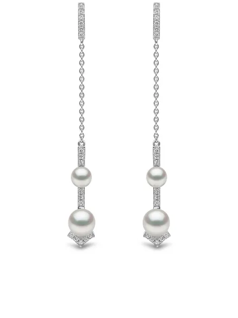 Yoko London 18kt white gold Trend Freshwater pearl and diamond earrings Silver Q2087EARR7FDEY