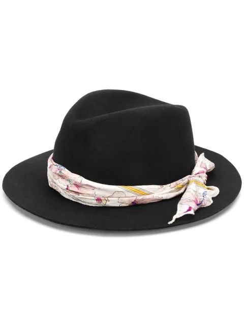 Forte Forte floral ribbon felt fedora Black 7123MYHAT