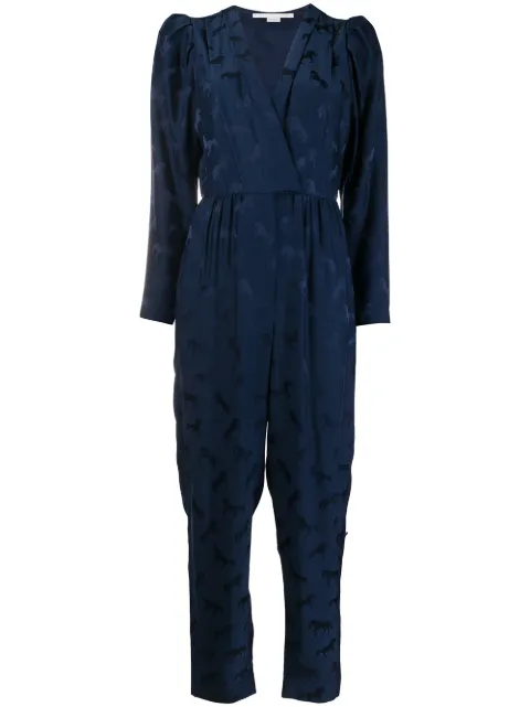 Stella McCartney horse jacquard deep-V jumpsuit Blue 600166SNA57