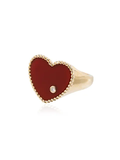 Yvonne Léon Chevalière Coeur agate ring Gold CHEVACOEURAGROJ