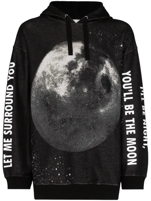 Valentino Garavani moon print oversized hoodie Black VMF10C617