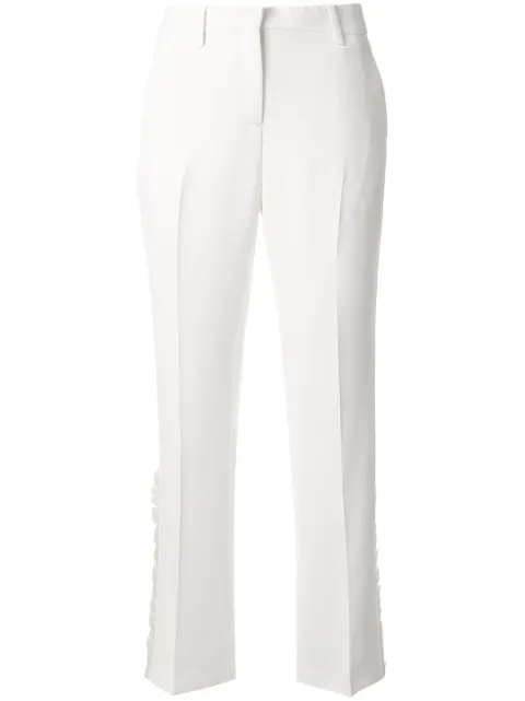 Nº21 cropped ruffle detail trousers White 20EN2P0B0425336