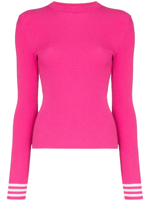 Off-White knitted logo tape top Pink OWHE002R20H330682800