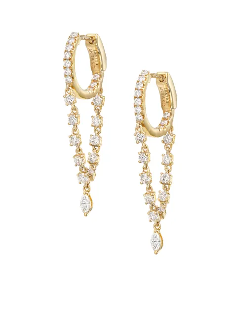 Anita Ko 18kt yellow gold Sienna diamond drop huggie hoop earrings Gold AKSIEHYG