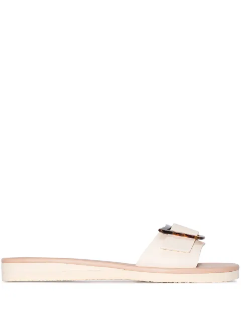 Ancient Greek Sandals Aglaia leather slides Neutrals AGLAIAVACHETTAOFFWHITETORTOISESHELL