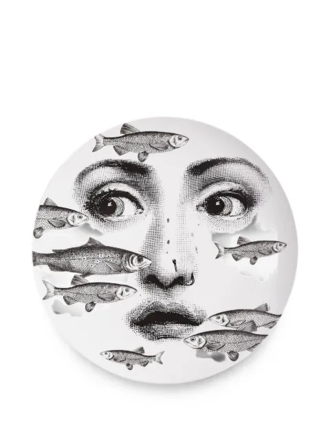 Fornasetti Tema e Variazioni n.392 illustrated decorative plate White PTV392X