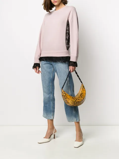 Valentino Garavani lace-trimmed crew neck jumper Pink BKC05R4RD