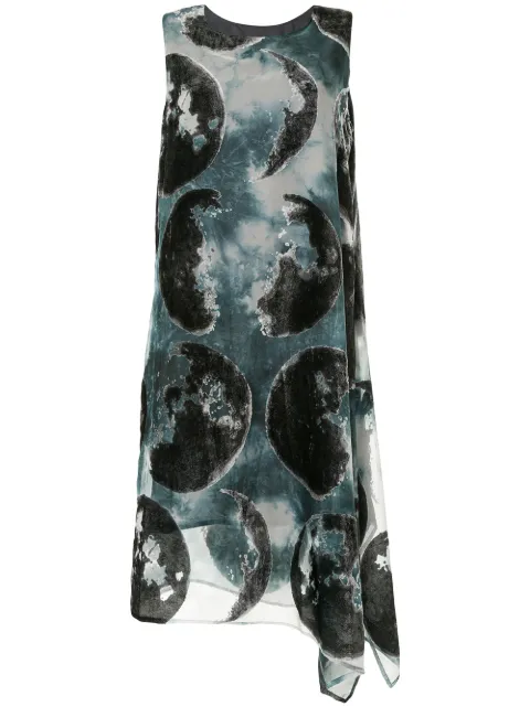 Y's Moon print sleeveless midi dress Blue YSD07227