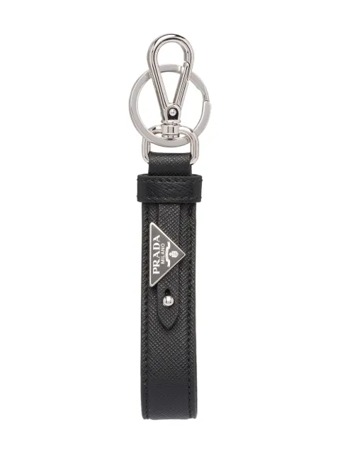 Prada triangle-logo leather keychain Black 2PP68T053